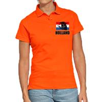 Bellatio Holland met leeuw en vlag op borst oranje poloshirt Holland / Nederland supporter EK/ WK voor dames