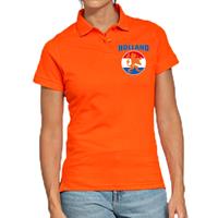 Bellatio Holland met oranje leeuw op borst oranje poloshirt Holland / Nederland supporter EK/ WK voor dames