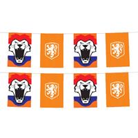 Oranje artikelen 3x stuks oranje KNVB vlaggenlijnen 3 meter -