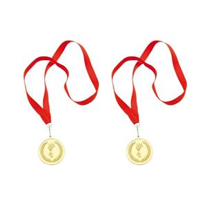 12x stuks gouden medaille eerste prijs aan rood lint -