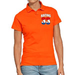 Bellatio Racing 33 supporter / race fan poloshirt borst bedrukking oranje voor dames