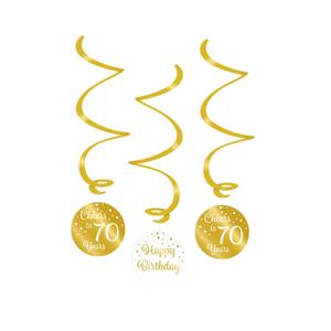 Paper Dreams Swirlslingers 70 Jaar 70 Cm Goud/wit 3 Stuks