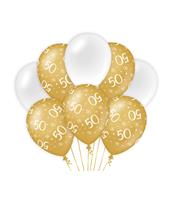 ballonnen 50 jaar dames latex goud/wit