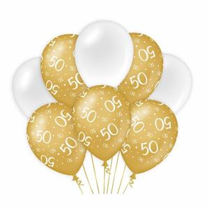 ballonnen 50 jaar dames latex goud/wit