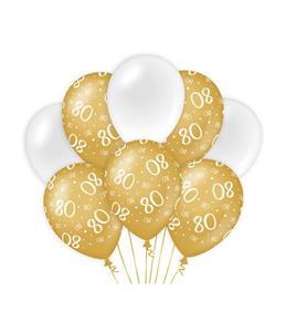 Paper Dreams ballonnen 80 jaar dames latex goud/wit