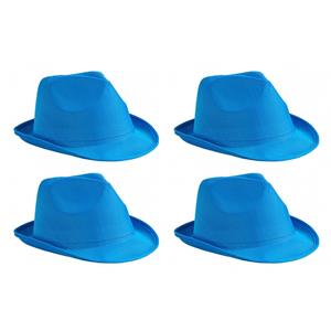 Myrtle Beach 4x stuks trilby feesthoedje blauw voor volwassenen