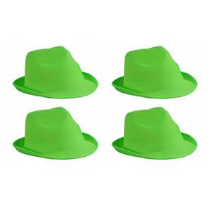 Myrtle Beach 4x stuks trilby feesthoedje lime groen voor volwassenen