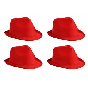 Myrtle Beach 4x stuks trilby feesthoedje rood voor volwassenen