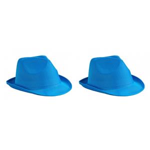 Myrtle Beach 2x stuks trilby feesthoedje blauw voor volwassenen