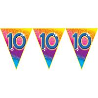 Verjaardag thema 10 jaar geworden feest vlaggenlijn van 5 meter -