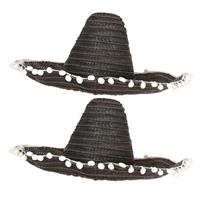 4x stuks zwarte sombrero/Mexicaanse hoed 45 cm voor volwassenen