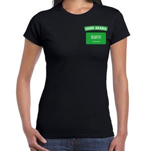 Bellatio Saudi-Arabia t-shirt met vlag Saoedi-Arabie zwart op borst voor dames