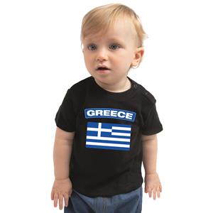 Bellatio Greece t-shirt met vlag Griekenland zwart voor babys 68 (3-6 maanden) -