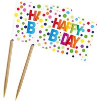 Prikker Happy Birthday 14 Cm Papier/hout 50 Stuks