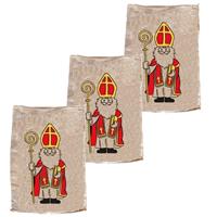 Pakket van 10x stuks jute Sinterklaas cadeau zakken klein 35 x 50 cm -