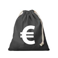 Canvas geldzak met euro teken zwart 25 x 30 cm verkleedaccessoires -