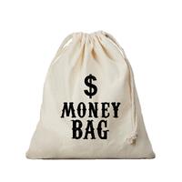 Canvas geldzak Moneybag met dollar teken wit 25 x 30 cm verkleedaccessoires -