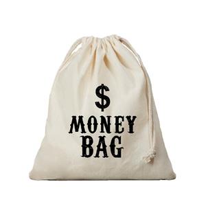 Bellatio Canvas geldzak Moneybag met dollar teken wit 25 x 30 cm verkleedaccessoires -