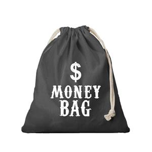 Canvas geldzak Moneybag met dollar teken zwart 25 x 30 cm verkleedaccessoires -