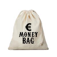 Canvas geldzak Moneybag met euro teken wit 25 x 30 cm verkleedaccessoires -