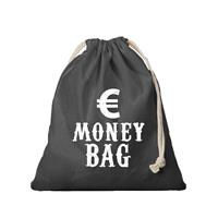 Canvas geldzak Moneybag met euro teken zwart 25 x 30 cm verkleedaccessoires -