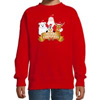 Bellatio Kersttrui met de kerstman en zijn vriendjes rood kinderen 3-4 jaar (98/104) -