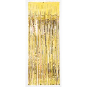 Amscan 2x stuks folie deurgordijn goud metallic 243 x 91 cm -