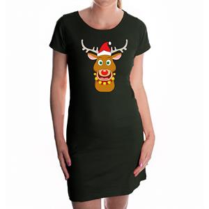 Bellatio Fout rudolf het rendier kerst jurkje zwart voor dames