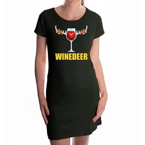 Bellatio Fout winedeer kerst jurkje zwart voor dames