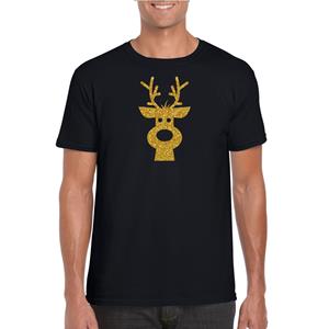 Bellatio Rendier hoofd Kerst t-shirt zwart voor heren