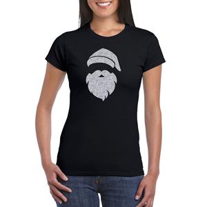 Bellatio Kerstman hoofd Kerst t-shirt zwart voor dames