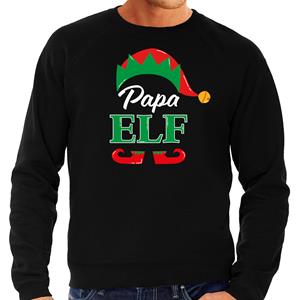 Bellatio Papa elf foute Kerstsweater / Kersttrui zwart voor heren