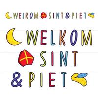 Haza Set van 6x stuks welkom Sint en Piet letterslinger karton 300 cm -
