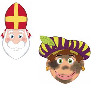 Pakket van 6x stuks Sinterklaas en roetveeg Pieten uitknip knutsel maskers 26 x 27 cm -