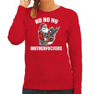 Bellatio Hohoho motherfuckers foute Kerstsweater / Kersttrui rood voor dames