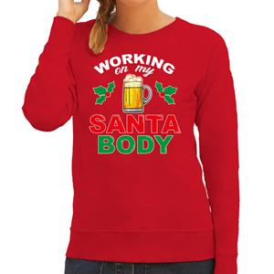 Bellatio Santa body foute Kerstsweater / Kersttrui rood voor dames