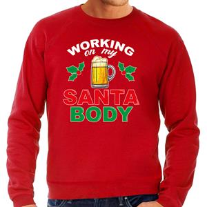 Bellatio Santa body foute Kerstsweater / Kersttrui rood voor heren