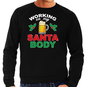 Bellatio Santa body foute Kerstsweater / Kersttrui zwart voor heren