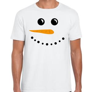 Bellatio Sneeuwpop fout Kerstshirt / t-shirt wit voor heren