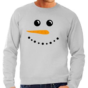 Bellatio Sneeuwpop foute Kerstsweater / Kersttrui lichtgrijs voor heren