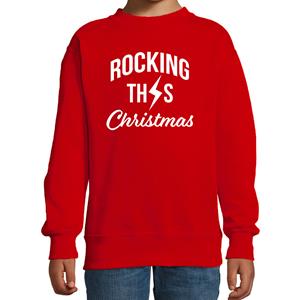 Bellatio Rocking this Christmas foute Kerstsweater / Kersttrui rood voor kinderen