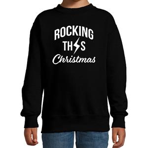 Bellatio Rocking this Christmas foute Kerstsweater / Kersttrui zwart voor kinderen