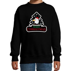 Bellatio Dieren kersttrui arend zwart kinderen - Foute zeearenden kerstsweater (110/116) -