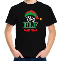 Bellatio Big elf Kerst t-shirt zwart voor kinderen