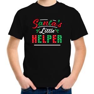 Bellatio Santas little helper / Het hulpje van de Kerstman Kerst t-shirt zwart voor kinderen