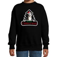 Bellatio Dieren kersttrui husky zwart kinderen - Foute honden kerstsweater (122/128) -