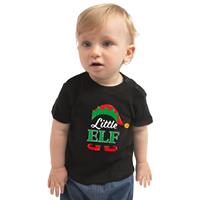 Bellatio Little elf Kerst t-shirt zwart voor babys 68 (3-6 maanden) -