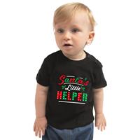 Bellatio Santas little helper / Het hulpje van de Kerstman Kerst t-shirt zwart voor babys 62 (1-3 maanden) -