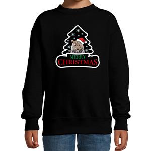 Bellatio Dieren kersttrui luipaard zwart kinderen - Foute luipaarden kerstsweater (110/116) -