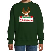 Bellatio Crazy cool Christmas Kerstsweater / Kersttrui groen voor kinderen